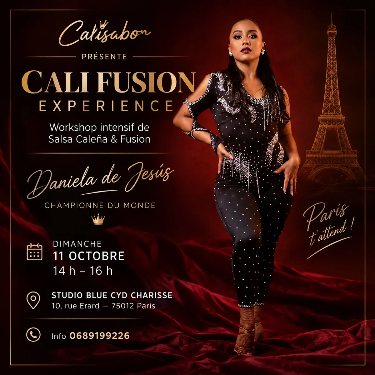 Affiche du stage Cali Fusion Experience du 11 octobre 2026 avec Daniela de Jesús
